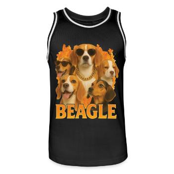Beagle - Männer Basketball-Trikot - Schwarz/Weiß - Vorne - AI Model Male 185 dark (185cm)