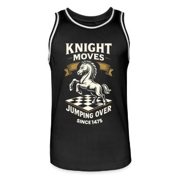 Ritter Bewegt Sich Und Springt Über Schachspieler - Männer Basketball-Trikot - Schwarz/Weiß - Vorne - AI Model Male 185 dark (185cm)