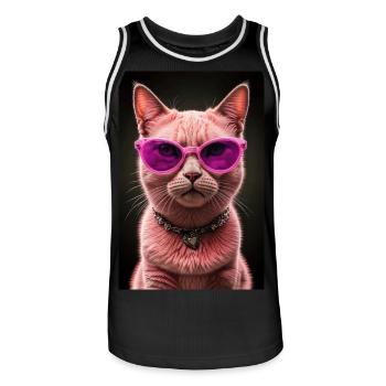 Diva of the cat world - Men's Basketball Jersey - black/white - Front - AI Model Male 185 dark (185cm)