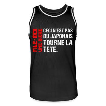 Ceci n' est pas du Japonais humour bière cadeau - Maillot de basket Homme - noir/blanc - Devant - AI Model Male 185 dark (185cm)
