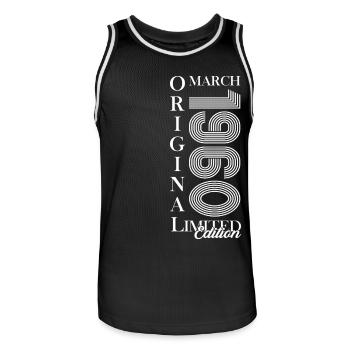65th Birthday Gift Husband Original March 1960 - Men's Basketball Jersey - black/white - Front - AI Model Male 185 dark (185cm)