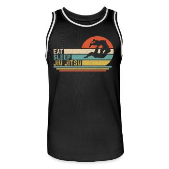Eat Sleep Jiu Jitsu - Men's Basketball Jersey - black/white - Front - AI Model Male 185 dark (185cm)