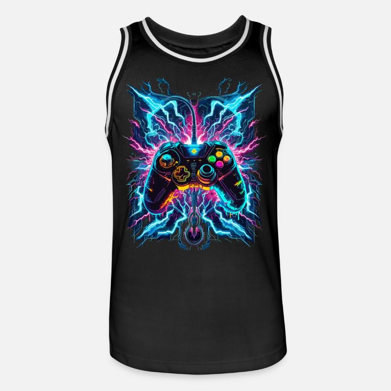 Neon Blitz Power Gaming Controller - Männer Basketball-Trikot - Schwarz/Weiß