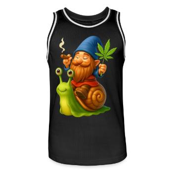 Cooler Zwerg kiffend auf Schnecke - Cannabis -Weed - Männer Basketball-Trikot - Schwarz/Weiß - Vorne - AI Model Male 185 dark (185cm)