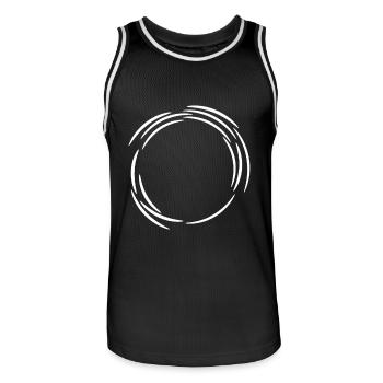 Circle design icon white line lines - Men's Basketball Jersey - black/white - Front - AI Model Male 185 dark (185cm)