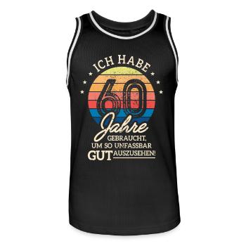 60. Geburtstag Geschenk Habe 60 Jahre Gebraucht - Männer Basketball-Trikot - Schwarz/Weiß - Vorne - AI Model Male 185 dark (185cm)