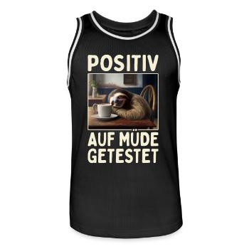 Positiv Auf Müde Getestet Morgenmuffel Faultier - Männer Basketball-Trikot - Schwarz/Weiß - Vorne - AI Model Male 185 dark (185cm)
