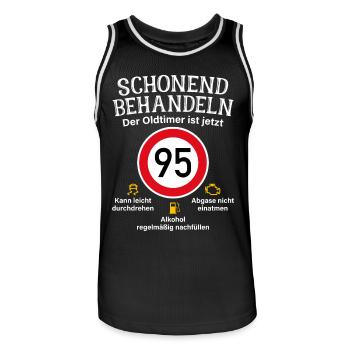 95. Geburtstag Schonend Behandeln Oldtimer Ist 95 - Männer Basketball-Trikot - Schwarz/Weiß - Vorne - AI Model Male 185 dark (185cm)