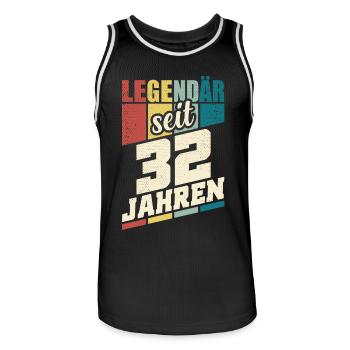 32. Geburtstag Legendär Seit 32 Jahren Legende 32 - Männer Basketball-Trikot - Schwarz/Weiß - Vorne - AI Model Male 185 dark (185cm)