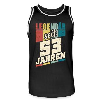 53. Geburtstag Legendär Seit 53 Jahren Legende 53 - Männer Basketball-Trikot - Schwarz/Weiß - Vorne - AI Model Male 185 dark (185cm)