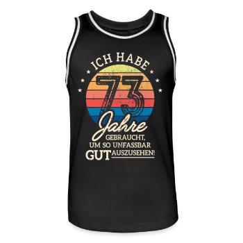 73. Geburtstag Geschenk Habe 73 Jahre Gebraucht - Männer Basketball-Trikot - Schwarz/Weiß - Vorne - AI Model Male 185 dark (185cm)