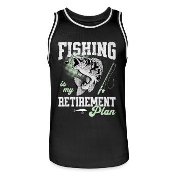 Fishing Is My Retirement Plan Sportfischer Angler - Men's Basketball Jersey - black/white - Front - AI Model Male 185 dark (185cm)