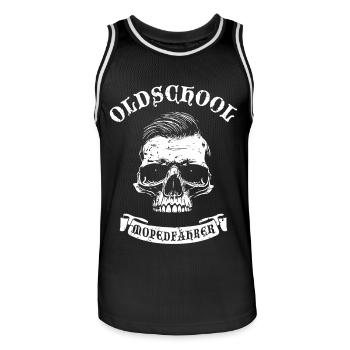 Oldschool Moped Fahrer - Männer Basketball-Trikot - Schwarz/Weiß - Vorne - AI Model Male 185 dark (185cm)
