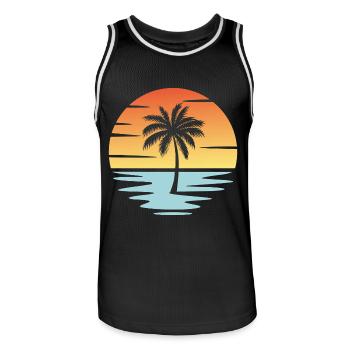 Plage Coucher de soleil - Maillot de basket Homme - noir/blanc - Devant - AI Model Male 185 dark (185cm)
