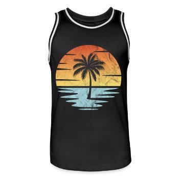 Plage Coucher de soleil - Maillot de basket Homme - noir/blanc - Devant - AI Model Male 185 dark (185cm)