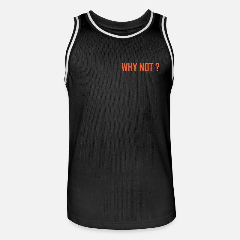 « POURQUOI PAS ? » Lettrage orange - Maillot de basket Homme - noir/blanc