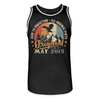 May 2015 Birthday Gift 2015 May - May 2015 - Men's Basketball Jersey - black/white - Front - AI Model Male 185 dark (185cm)