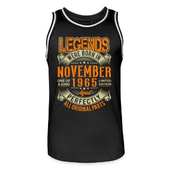 1965 November Geburtstag Legende - Männer Basketball-Trikot - Schwarz/Weiß - Vorne - AI Model Male 185 dark (185cm)