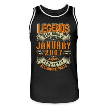 2007 Januar Geburtstag Legende - Männer Basketball-Trikot - Schwarz/Weiß - Vorne - AI Model Male 185 dark (185cm)