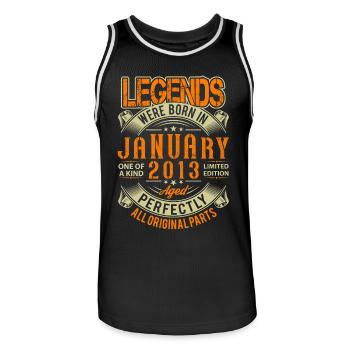 2013 Januar Geburtstag Legende - Männer Basketball-Trikot - Schwarz/Weiß - Vorne - AI Model Male 185 dark (185cm)