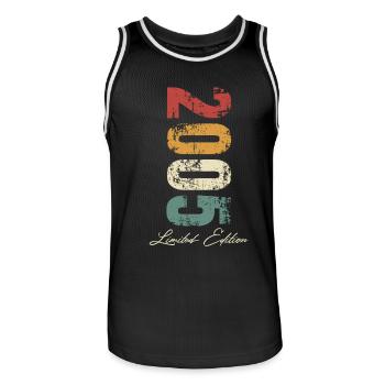 18e anniversaire 2005 Né 18 ans - Maillot de basket Homme - noir/blanc - Devant - AI Model Male 185 dark (185cm)