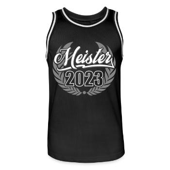 Meister 2023 Meisterprüfung Meisterbrief - Männer Basketball-Trikot - Schwarz/Weiß - Vorne - AI Model Male 185 dark (185cm)
