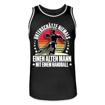 Handball Handballer - Männer Basketball-Trikot - Schwarz/Weiß - Vorne - AI Model Male 185 dark (185cm)