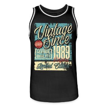 1989 Birthday vintage vintage retro legend - Men's Basketball Jersey - black/white - Front - AI Model Male 185 dark (185cm)