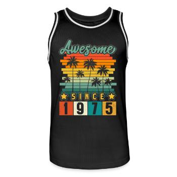 1975 Anniversaire Naissance Année de naissance millésime - Maillot de basket Homme - noir/blanc - Devant - AI Model Male 185 dark (185cm)