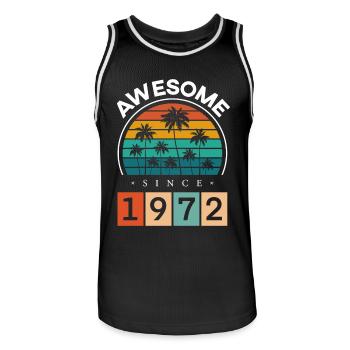 1972 Anniversaire Né Année de naissance millésime - Maillot de basket Homme - noir/blanc - Devant - AI Model Male 185 dark (185cm)