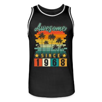 1968 Anniversaire Né Année de naissance millésime - Maillot de basket Homme - noir/blanc - Devant - AI Model Male 185 dark (185cm)