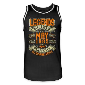 1985 Mai Geburtstag Legende - Männer Basketball-Trikot - Schwarz/Weiß - Vorne - AI Model Male 185 dark (185cm)