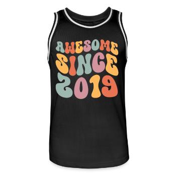 2019 Jahrgang Geburtstag Groovy Vintage Retro - Männer Basketball-Trikot - Schwarz/Weiß - Vorne - AI Model Male 185 dark (185cm)
