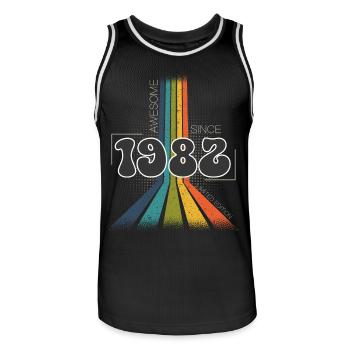 1982 Jahrgang Geburtstag Groovy Vintage Retro - Männer Basketball-Trikot - Schwarz/Weiß - Vorne - AI Model Male 185 dark (185cm)