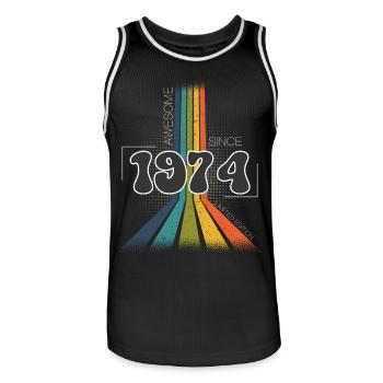 1974 Vintage Anniversaire Groovy Vintage Rétro - Maillot de basket Homme - noir/blanc - Devant - AI Model Male 185 dark (185cm)
