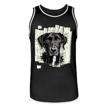 Chien Dogue Dogue Noir - Maillot de basket Homme - noir/blanc - Devant - AI Model Male 185 dark (185cm)