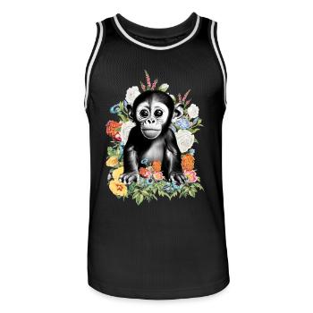 Monkey Flowers - Men's Basketball Jersey - black/white - Front - AI Model Male 185 dark (185cm)