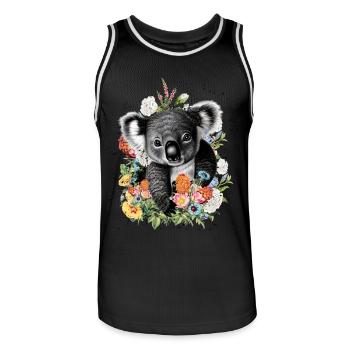 Fleurs de koala - Maillot de basket Homme - noir/blanc - Devant - AI Model Male 185 dark (185cm)