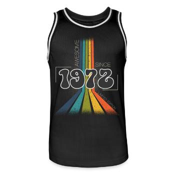 1972 Vintage Anniversaire Groovy Vintage Rétro - Maillot de basket Homme - noir/blanc - Devant - AI Model Male 185 dark (185cm)