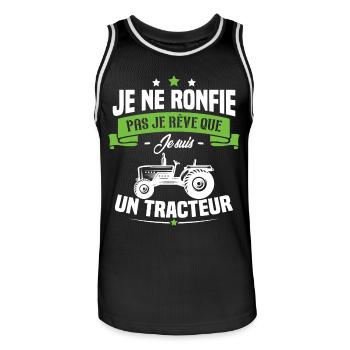 Je ne ronfle pas je rêve que je suis un tracteur - Maillot de basket Homme - noir/blanc - Devant - AI Model Male 185 dark (185cm)