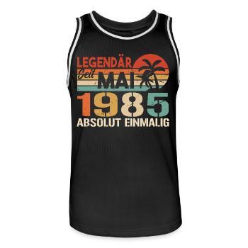 Légendaire depuis mai 1985 - Anniversaire en mai 1985 - Maillot de basket Homme - noir/blanc - Devant - AI Model Male 185 dark (185cm)