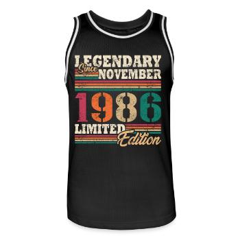 Légendaire novembre 1986 édition limitée - Maillot de basket Homme - noir/blanc - Devant - AI Model Male 185 dark (185cm)