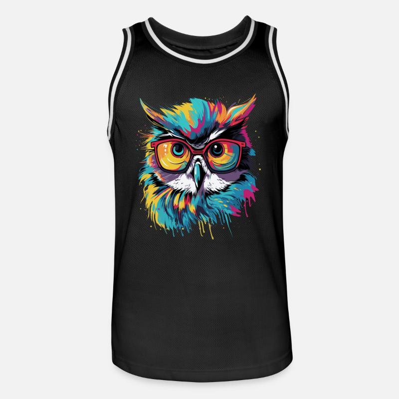 Lustige Eule mit Brille - Männer Basketball-Trikot - Schwarz/Weiß