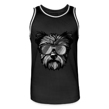 Yorkshire Terrier Chien Hipster Cool Party - Maillot de basket Homme - noir/blanc - Devant - AI Model Male 185 dark (185cm)