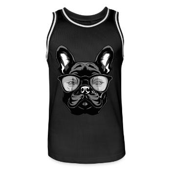 Tête de chien bouledogue français - Maillot de basket Homme - noir/blanc - Devant - AI Model Male 185 dark (185cm)