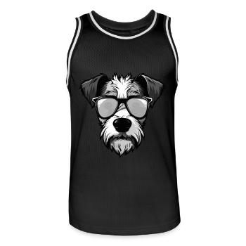 Jack Russel Terrier Hund Porträt Cool - Männer Basketball-Trikot - Schwarz/Weiß - Vorne - AI Model Male 185 dark (185cm)