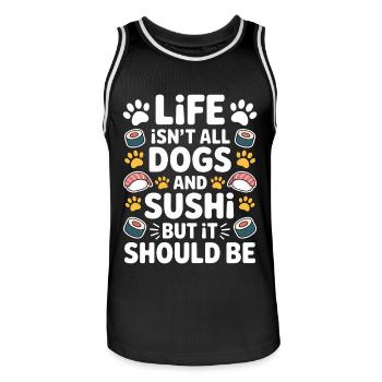 Sushi Dogs Japan Funny Kawaii Sushi Gift - Men's Basketball Jersey - black/white - Front - AI Model Male 185 dark (185cm)