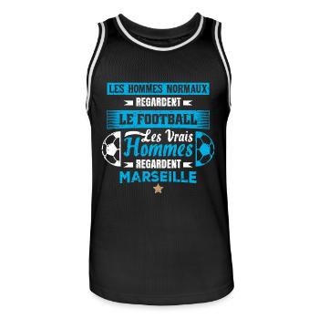 les vrais hommes regardent marseille club de foot - Maillot de basket Homme - noir/blanc - Devant - AI Model Male 185 dark (185cm)