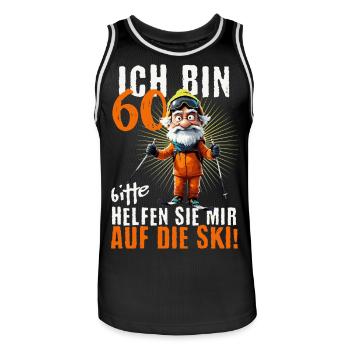 ICH BIN 60 BITTE HELFEN SIE MIR AUF DIE SKI - Männer Basketball-Trikot - Schwarz/Weiß - Vorne - AI Model Male 185 dark (185cm)