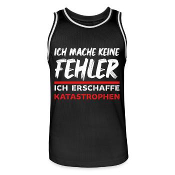 Ich mache keine Fehler ich erschaffe Katastrophen - Männer Basketball-Trikot - Schwarz/Weiß - Vorne - AI Model Male 185 dark (185cm)